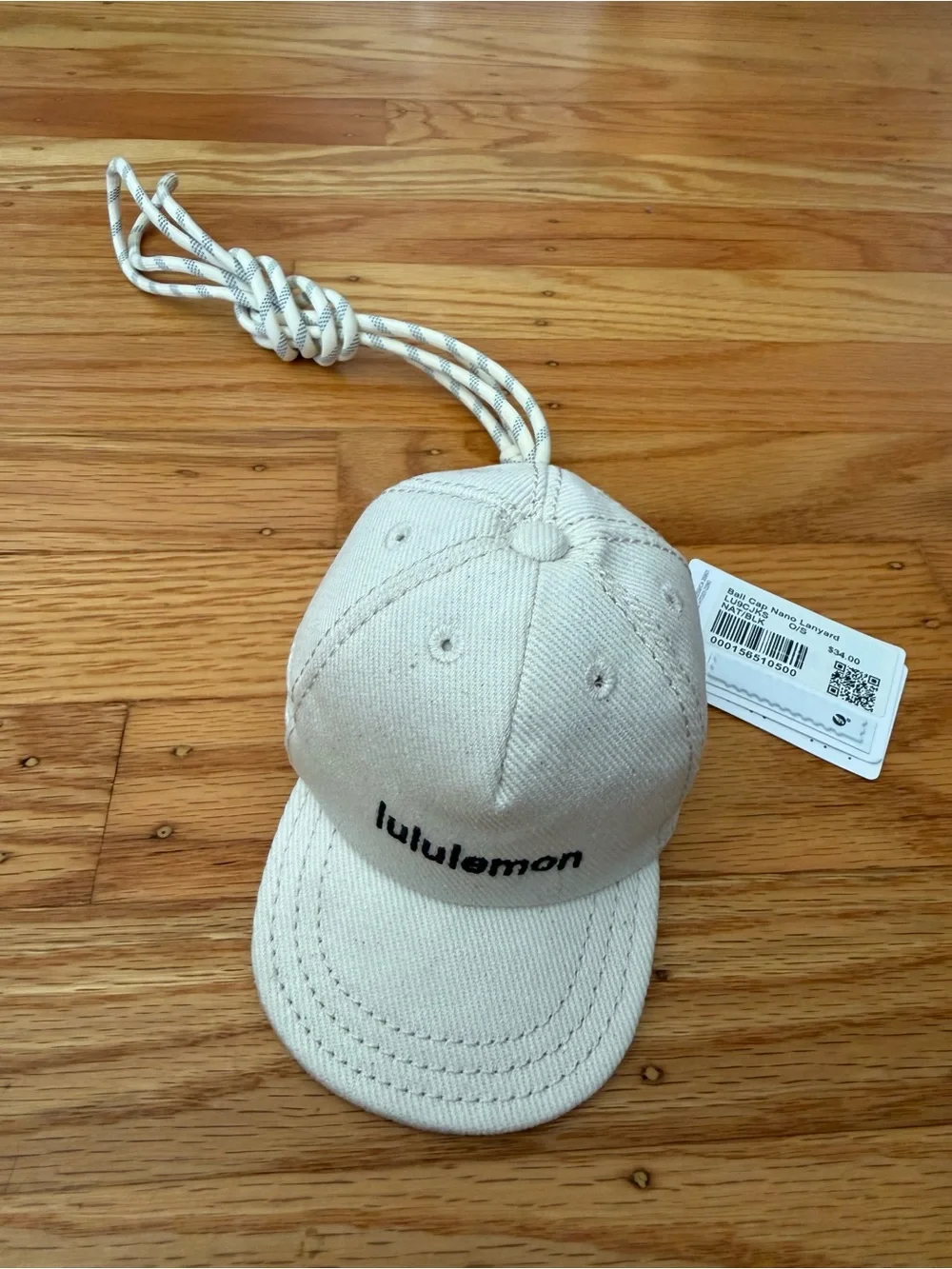 lululemon Cream and Gray Ball Cap Nano Lanyard